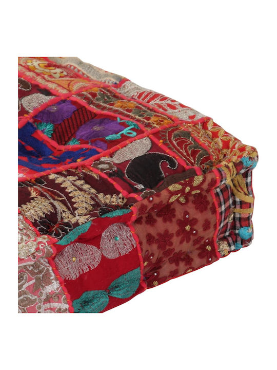 Bean Bag Bolster Poof Patchwork Red 50x50x12cm