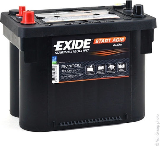 Exide Μπαταρία Σκάφους / Αυτοκινήτου με Χωρητικότητα 50Ah και CCA 800A Start/Stop