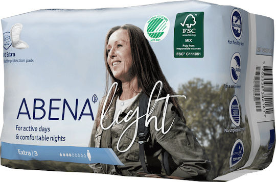 Abena Light Extra 3 Γυναικείες Σερβιέτες Ακράτειας Κανονικής Ροής 4 Σταγόνες 10τμχ