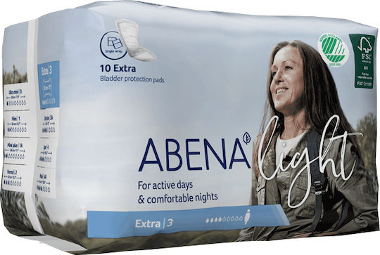 Abena Light Extra 3 Γυναικείες Σερβιέτες Ακράτειας Κανονικής Ροής 4 Σταγόνες 10τμχ