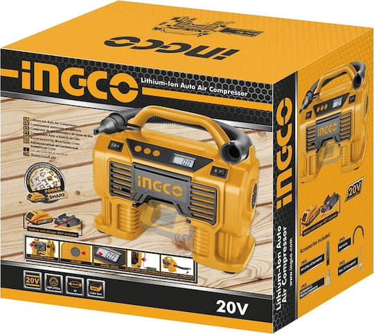 Ingco Car Tire Pump 160PSI with Cable 20V (Without Battery)
