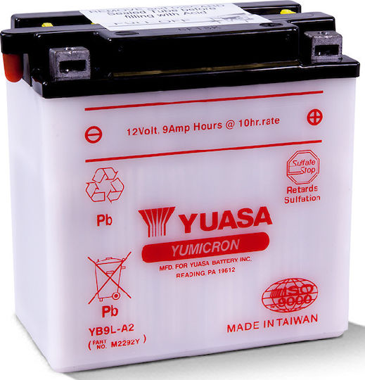 Yuasa Μπαταρία Μοτοσυκλέτας YB9L-A2 με Χωρητικότητα 9.5Ah