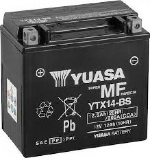 B&P Closed Type Motorcycle Battery YTX14-BS with Capacity 12Ah