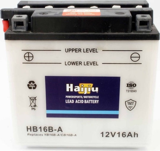HaiJiu Open Type Motorcycle Battery YB16B-A with Capacity 16Ah