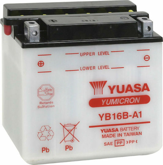 Yuasa Μπαταρία Μοτοσυκλέτας YB16B-A1 με Χωρητικότητα 16.8Ah