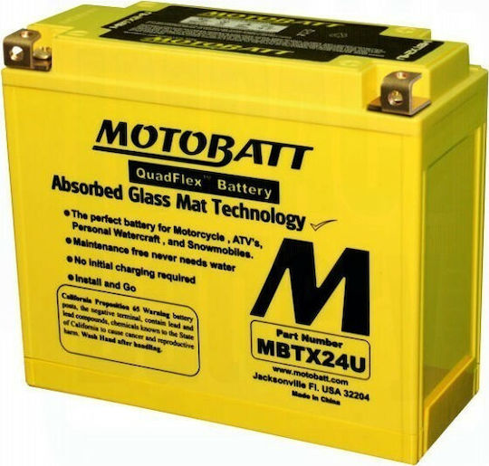 MotoBatt Motorcycle Battery YTX24HL-BS 285A with Capacity 25Ah
