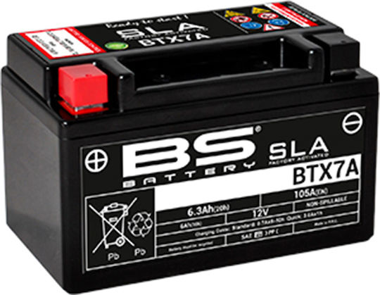 BS Μπαταρία Μοτοσυκλέτας SLA BTX7A με Χωρητικότητα 6Ah