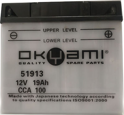 Okyami Μπαταρία Μοτοσυκλέτας E07094 / 51913 με Χωρητικότητα 19Ah