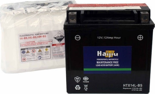 HaiJiu Inchis Baterie Motocicleta YTX14L-BS cu Capacitatea 12Ah