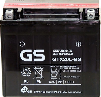 GS Μπαταρία Μοτοσυκλέτας GTX20L-BS με Χωρητικότητα 18Ah