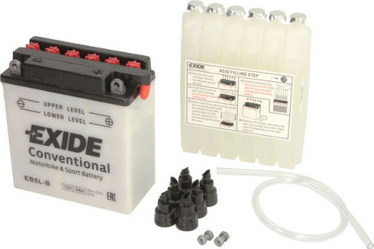 Exide Conventional Отворен тип Мотоциклетна батерия YB5L-B 65Спецификация с капацитет 5Ах