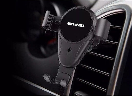 Awei Wireless Charger Phone Holder 2 in 1 Car Mobile Mount with Adjustable Hooks and Wireless Charging Black
