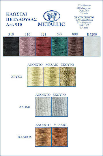 Petalouda Thread Embroidery Art 910 Gold Open 35m