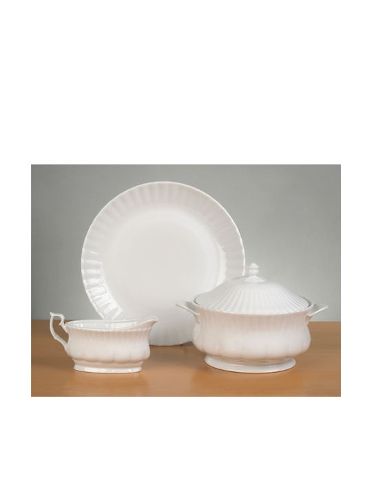 Cryspo Trio Ivona White Ceramic Dinnerware Set 36.000.40 20pcs