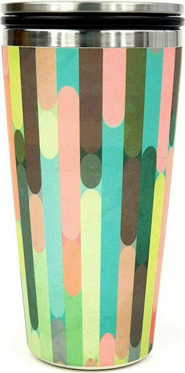 Chic Mic Modern Hoes Glas Thermosflasche Rostfreier Stahl BPA Frei 420ml Mehrfarbig mit Mundstück