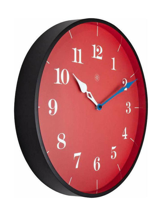 Nextime Arthur Wanduhr Kunststoff Rot Ø40cm