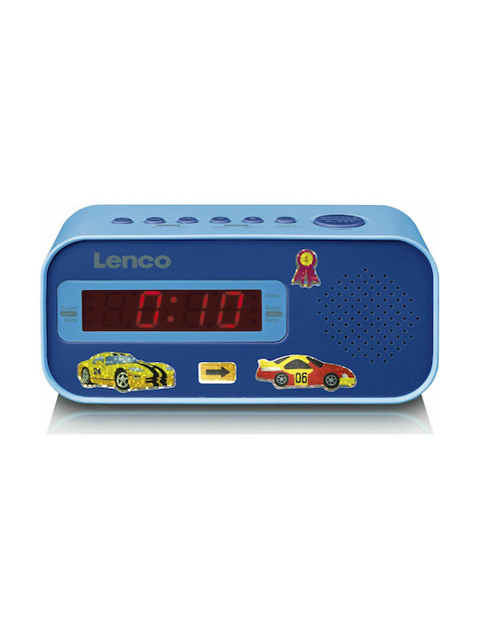 Lenco Tischuhr Digital LED Kunststoff mit Wecker & Tischuhr Blau CR-205
