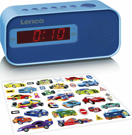 Lenco Tabletop Digital Clock LED Plastic with Alarm Clock and Radio Blue CR-205