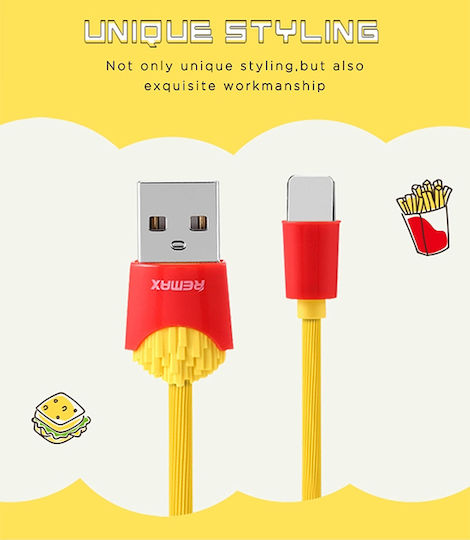 Remax Chips RC-114i Regular USB-A la Cablu Lightning Galben 1m