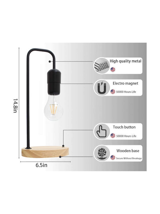 Allocacoc Levitating Light Bulb Dekorative Lampe mit Fassung für E27 Lampe Schwarz