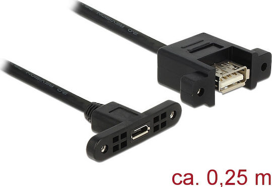 DeLock USB 2.0 Kabel USB-A-Buchse - Micro-USB-B-Buchse Schwarz 0.25m 85109
