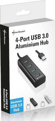 Sharkoon 4-Port USB 3.0 Aluminium Hub USB 3.0 4 Port Hub Silver