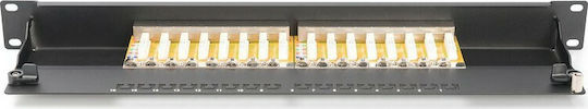 Digitus Patch Panel Shielded για Rack 1U 19" 16 Θυρών cat6 Μαύρο