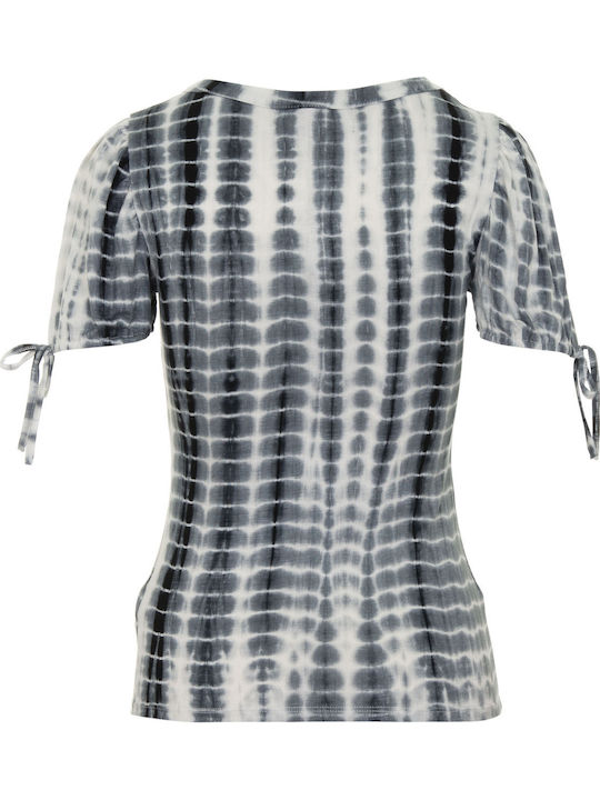 Women's Summer Blouse Short Sleeve Black / White