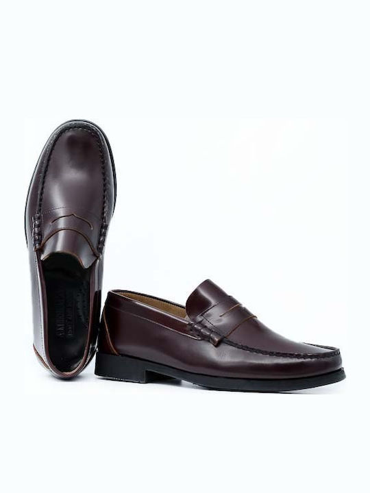0131 Δερμάτινα Ανδρικά Loafers σε Μπορντό Χρώμα