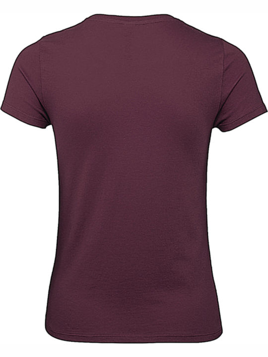 B&C E150 Women's Short Sleeve Promotional T-Shirt Burgundy