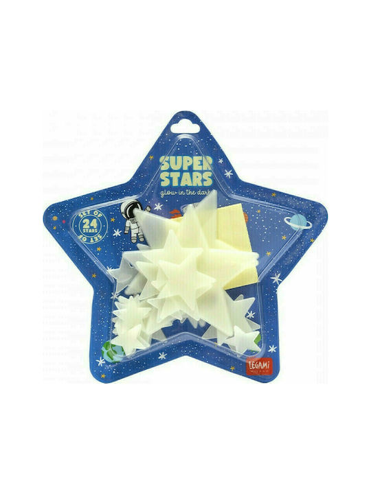 Legami Milano Kids Glow-in-the-Dark Wall Sticker Super Stars 24pcs