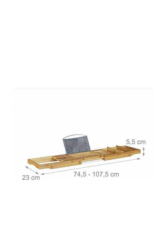 Relaxdays Bathtub Shelf Bamboo with Holder for Glass and Book Bathtub Shelf Bamboo 107.5x23x5.5cm Brown