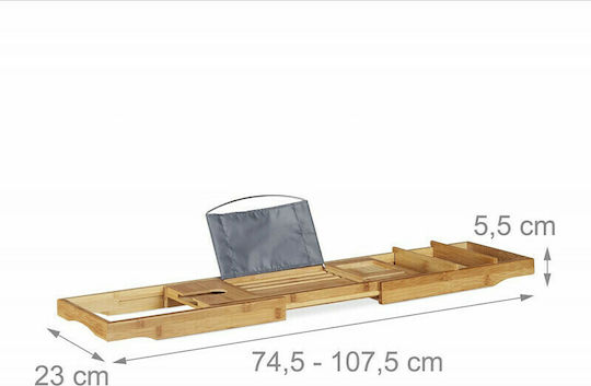 Relaxdays Ράφι Μπανιέρας Μπαμπού με Βάση για Ποτήρι και Βιβλίο Ραφιέρα Μπανιέρας Bamboo 107.5x23x5.5cm