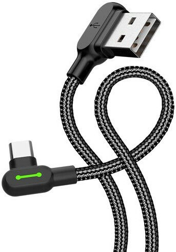 Mcdodo Button Angle (90°) / Braided USB 2.0 Cable USB-C male - USB-A Μαύρο 1.8m CA-5282