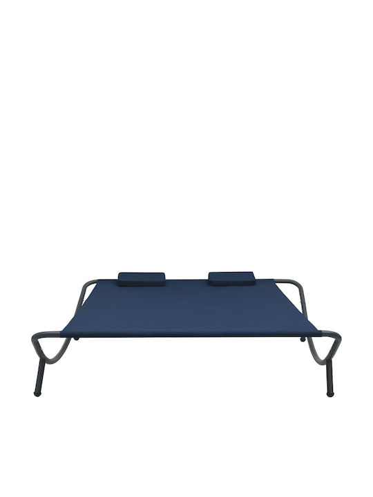 Liegestuhl-Bett Doppel Aluminium mit Textilene-Stoff Blue 200x173x45cm.