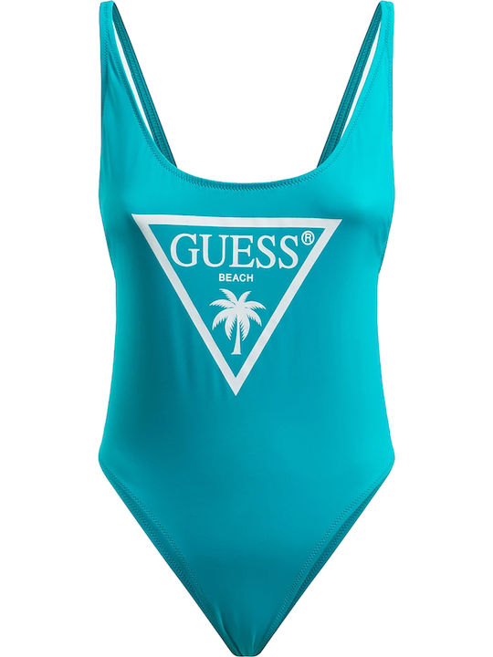 One-Piece Swimsuit with Open Back Turquoise
