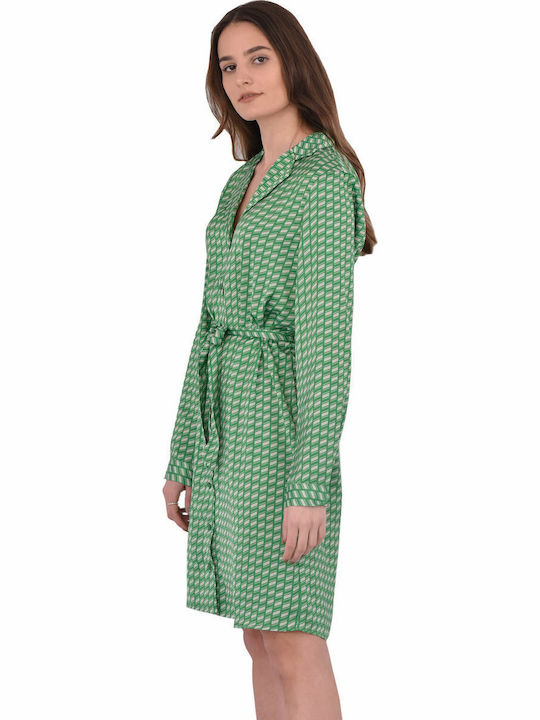 Summer Mini Shirt Dress Green