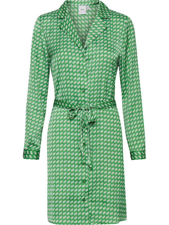 Summer Mini Shirt Dress Green