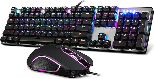Motospeed CK888 Gaming Mechanical Keyboard Set with Outemu Blue switches and RGB lighting & Mouse (English US) Gray