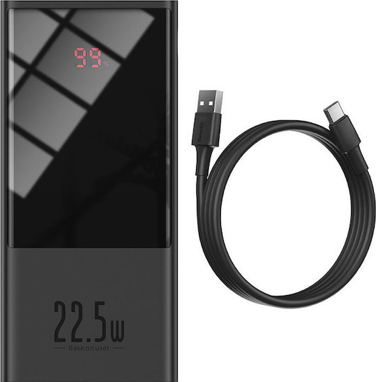 Baseus Super Mini Power Bank 10000mAh 22.5W mit USB-A Anschluss und USB-C Anschluss Schnellaufladung 3.0 Schwarz