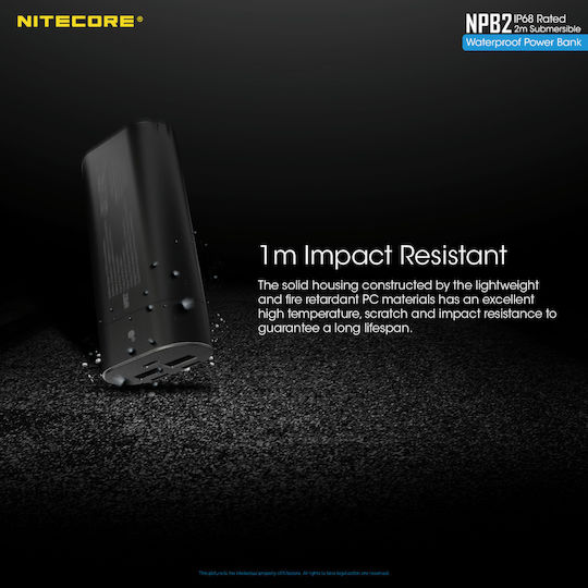 NiteCore NPB2 Power Bank 10000mAh with 2 USB-A Ports Quick Charge 3.0 Black