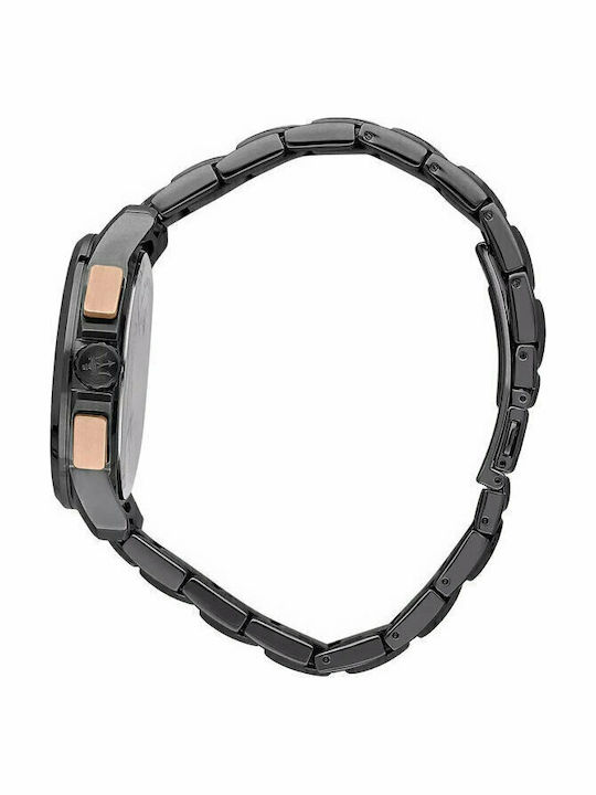 Maserati Herrenuhr 44mm Chronograph Solar mit Schwarz Metallarmband