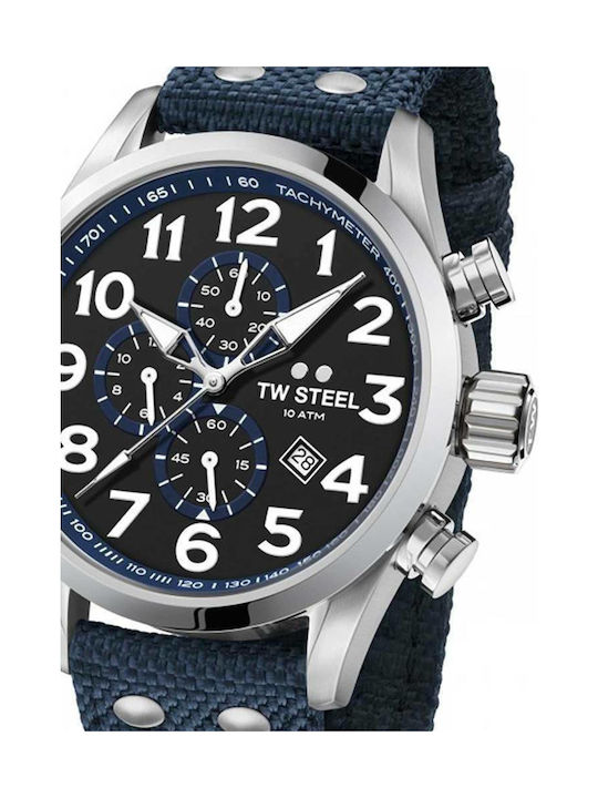 TW Steel Volante Battery Chronograph Watch with Fabric Strap Blue