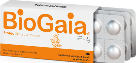 BioGaia Protectis Family Probiotics for Adults and Children 30 chewable tabs Lemon