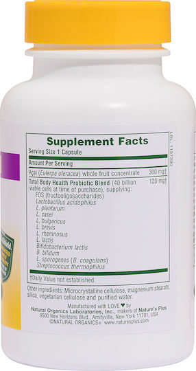 Nature's Plus Probiotics Ultra Συμπλήρωμα με Προβιοτικά & Πρεβιοτικά 30 φυτικές κάψουλες