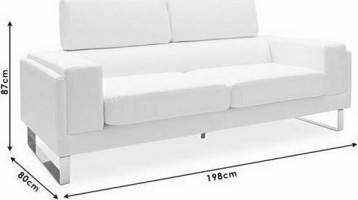 Shea Триместен Диван Изкуствена кожа Черно / Inox 198x80x87см.