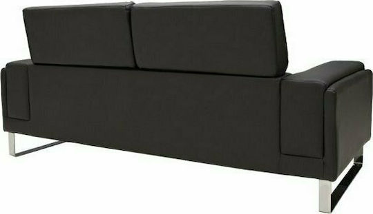 Shea Триместен Диван Изкуствена кожа Черно / Inox 198x80x87см.