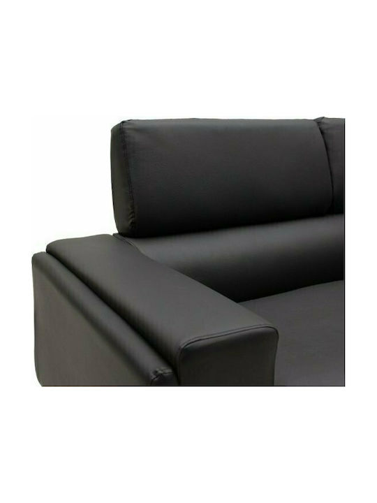 Shea Διθέσιος Καναπές Δερματίνη Μαύρο - Inox 158x80x87εκ.