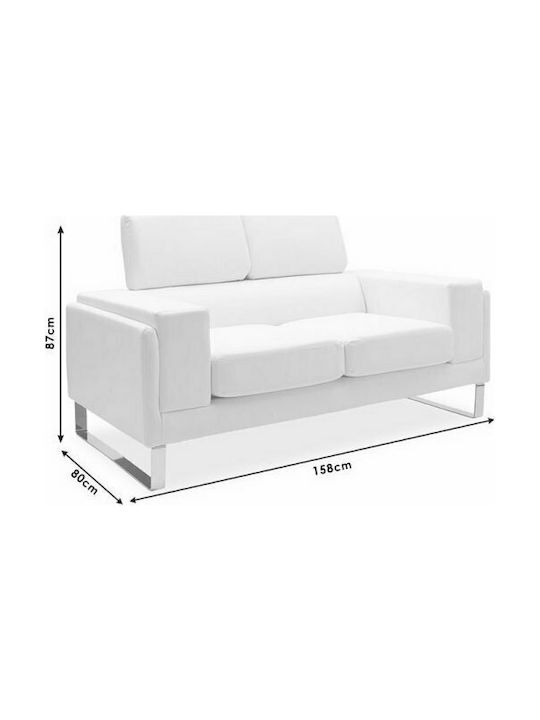 Shea Διθέσιος Καναπές Δερματίνη Μαύρο - Inox 158x80x87εκ.