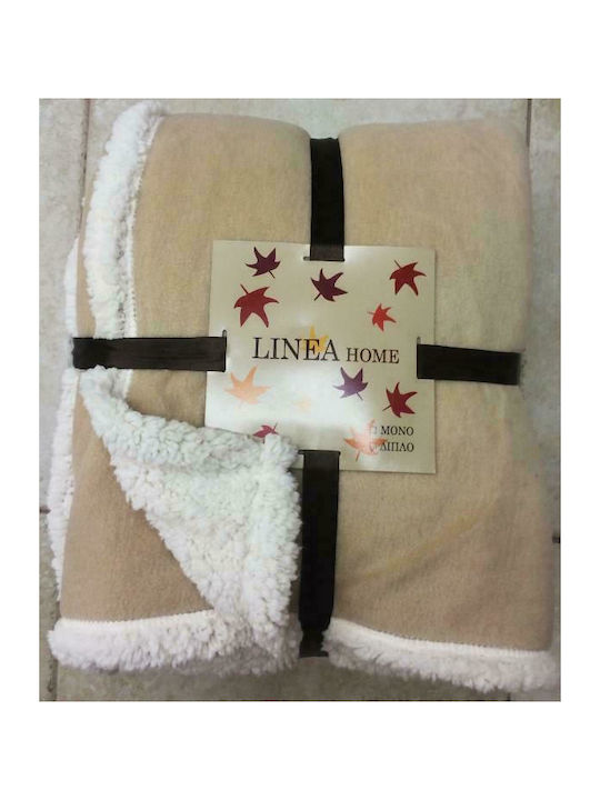 Linea Home Blanket Sherpa Fleece Single 160x220cm. Ecru